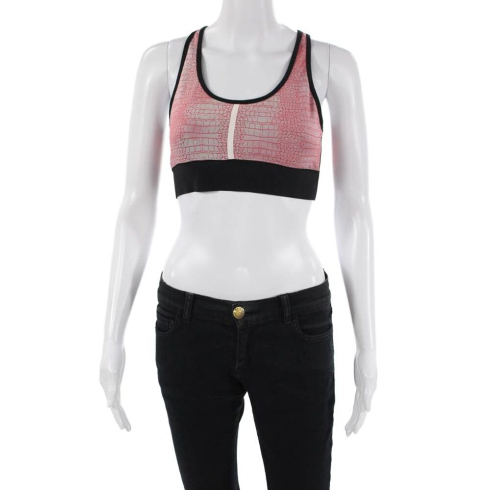 Ultracor Womens Scoop Neck Croc Printed Sports Bra Red Black Size Small